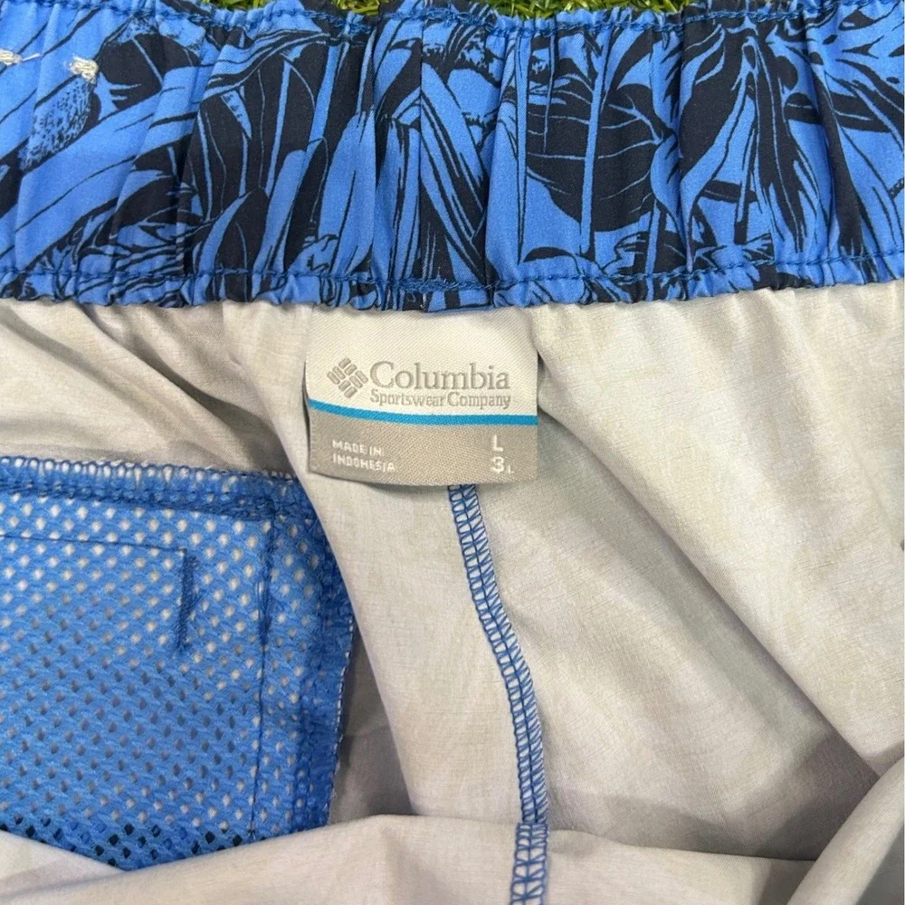 Columbia Sandy River Shorts Womens Large Blue Tropical Palm Print AK2470 3in